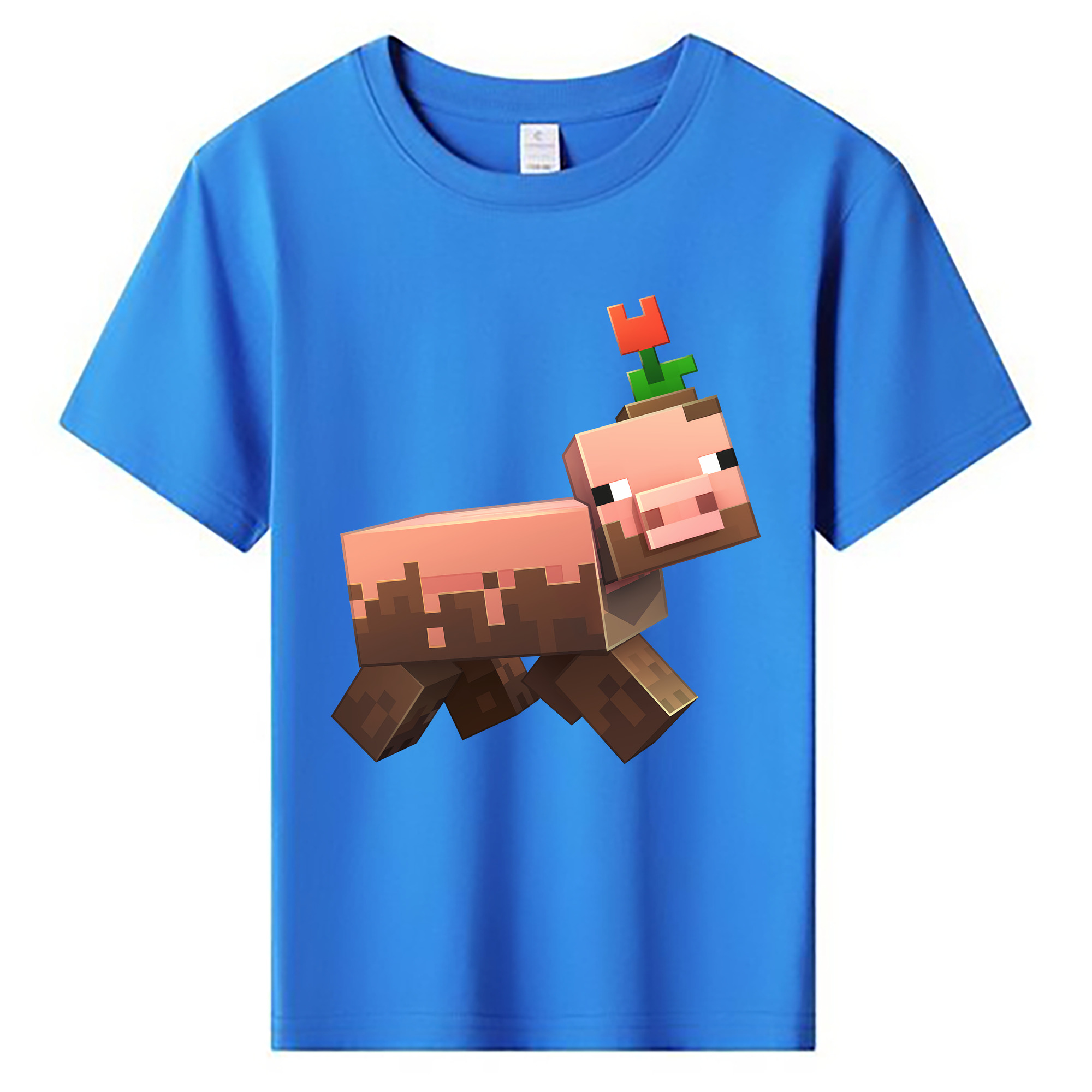 （画像用） マインクラフト ブロックの世界 Minecraft MC Block world 綿100％キッズTシャツ（フロントプリント）